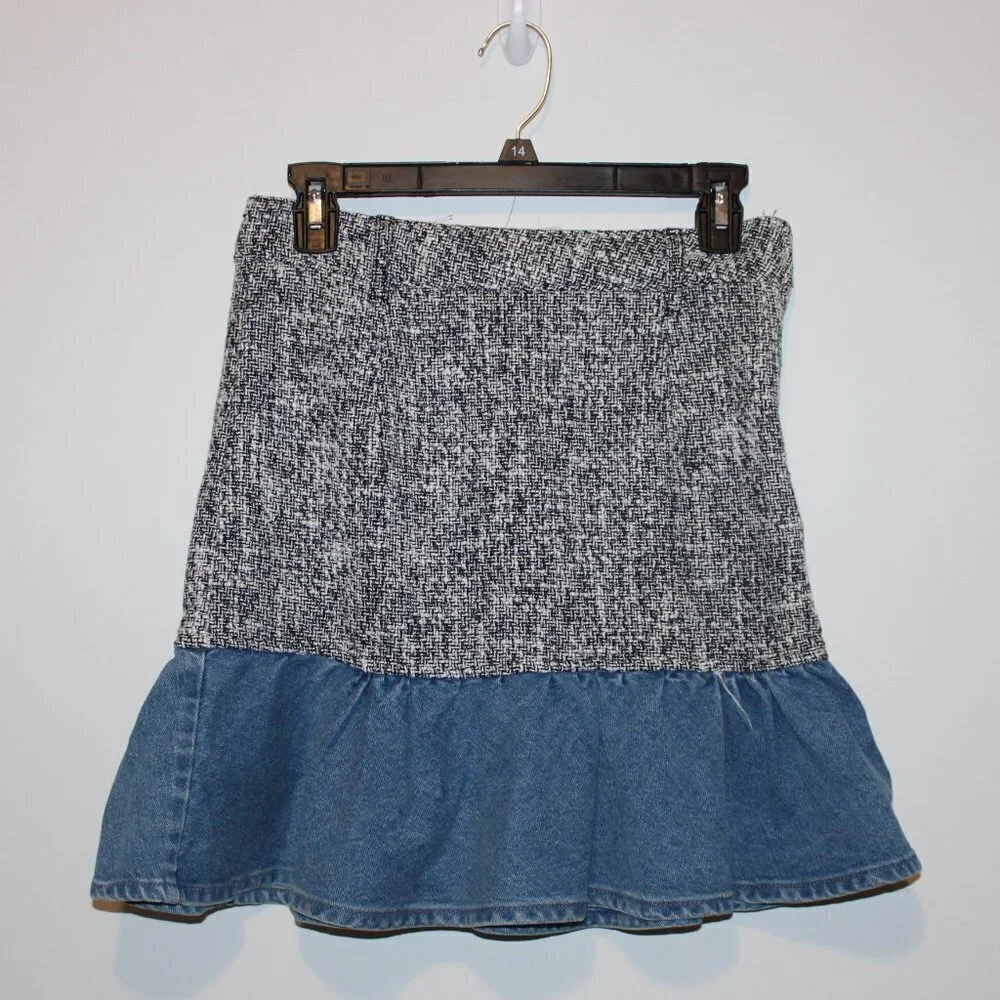 Zara Tweed and Denim Combination Mini Skirt